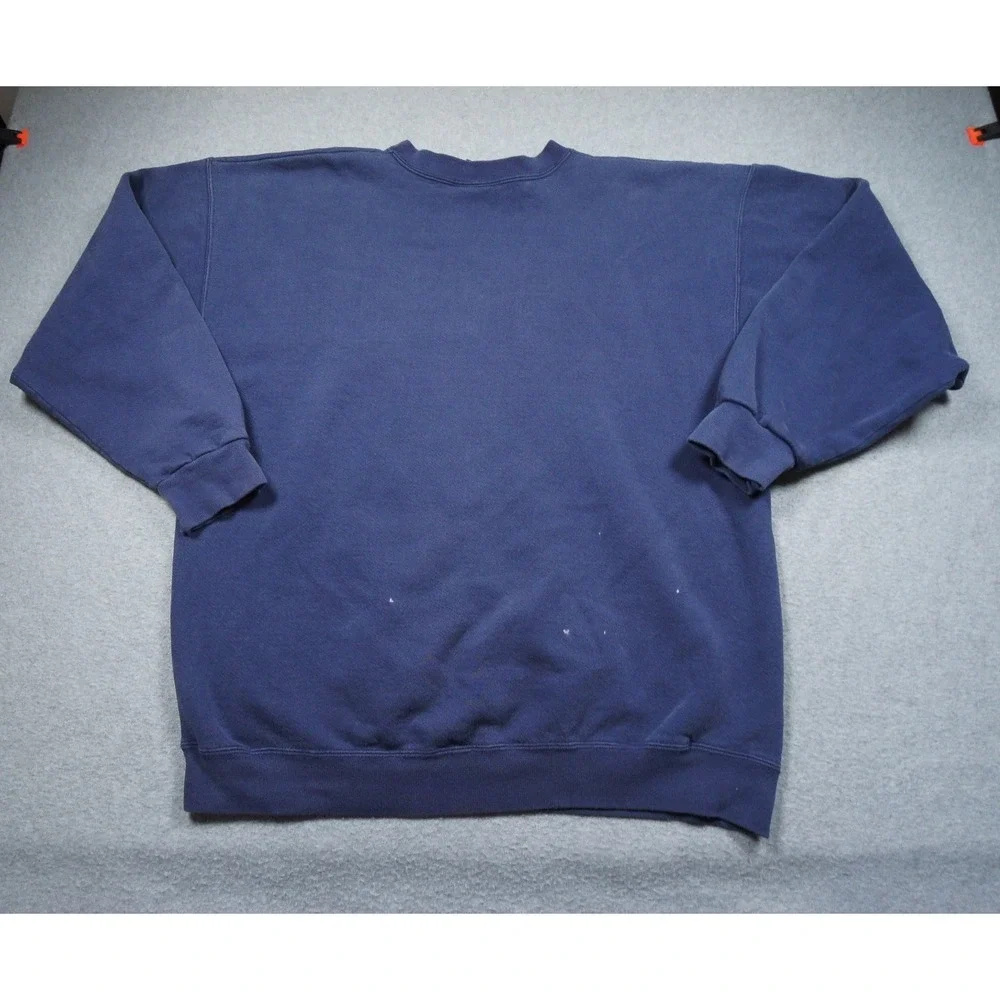 Vintage Adidas Sweatshirt Mens Medium Blue Crewneck Pullover Embroidered Logo